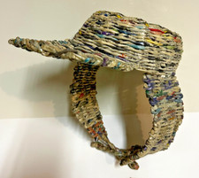 OOAK! Abas de orelha de chapéu tecido papel notícia reciclado! Legal! Escultura de arte vestível UAU! comprar usado  Enviando para Brazil