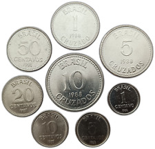 BRAZYLIJSKI ZESTAW 8 MONET 1 CENTAVO - 10 CRUZADO 1986 - 1988 ROŚLINY KOŚCIÓŁ UNC na sprzedaż  PL