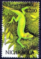 Nicaragua 1993 MNH, Reptiles Neotropical Ánole Verde Lagarto Anolis Biporcatus  segunda mano  Embacar hacia Mexico