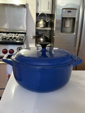 Forno holandês vintage sem marca de ferro fundido azul 5 qt com tampa 10” diâmetro pão ensopado comprar usado  Enviando para Brazil
