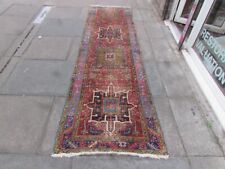 Antigo corredor longo usado feito à mão tradicional oriental lã vermelho azul 305x93cm comprar usado  Enviando para Brazil
