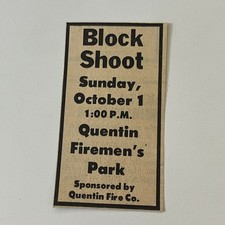 Block Shoot patrocinado por Quentin Fire Co 1972 Líbano PA Clipping SAH4-S16 comprar usado  Enviando para Brazil