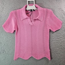 Usado, Camisa feminina de fábrica inglesa pequena bainha vieira rosa nova sem etiquetas comprar usado  Enviando para Brazil