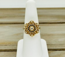 Anel de filigrana vintage de ouro amarelo 14kt e 0,10cttw VS-SI1 redondo diamante estrela hexagonal comprar usado  Enviando para Brazil