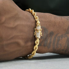 Usado, Pulseira de corda torcida de ouro 18K para homens e mulheres – Pulseira de corrente estilo hip-hop comprar usado  Enviando para Brazil