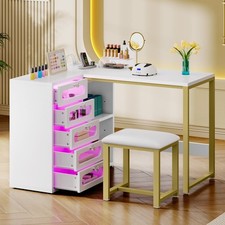 Usado, Conjunto de mesa para unhas com banquinho acolchoado mesa de manicure de canto com 5 gavetas e luz LED comprar usado  Enviando para Brazil
