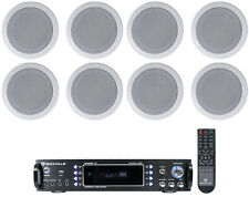 Amplificador Rockville 1000w+(8) 5,25" alto-falantes de teto branco para restaurante/bar, usado comprar usado  Enviando para Brazil