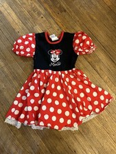 VESTIDO MINNIE MOUSE BOLINHAS Parques da Disney Bordado Babado Vermelho MENINAS PEQUENAS comprar usado  Enviando para Brazil