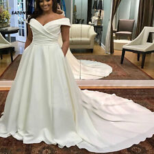 Vestidos de noiva fora do ombro plus size gola V pregas cetim vestidos de noiva personalizados comprar usado  Enviando para Brazil