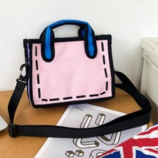 Bolsa de mão feminina em quadrinhos 2D bolsa tiracolo casual contraste cores desenho 3D, usado comprar usado  Enviando para Brazil