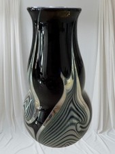 ASSINADO ROLAND CORÉIA AZUL/PRETO FEITO À MÃO ESTÚDIO ARTE VIDRO VASO DE PENAS PUXADO comprar usado  Enviando para Brazil
