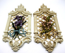Usado, Conjunto de 2 placas de arte de parede vintage Garden Path magnólia floral resina 14 x 6 pol. comprar usado  Enviando para Brazil