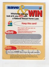 Cartão de competição National Mutual Australia 'Win a Home Loan' 1998 comprar usado  Enviando para Brazil