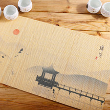 Tapete de mesa à prova de deslizamento guardanapo chinês tecido à mão decoração de bambu impressão tapete de chá comprar usado  Enviando para Brazil