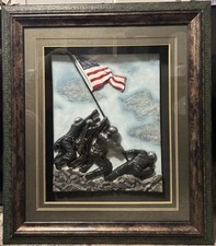 Arte de parede de gesso 3D Iwo Jima – Escultura rara emoldurada dos fuzileiros navais dos EUA, usado comprar usado  Enviando para Brazil
