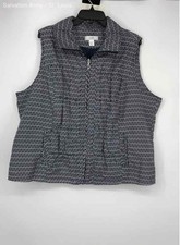 Colete CJ Banks Feminino Azul Marinho Branco Sem Mangas Gola Zíper Completo Tamanho 2X comprar usado  Enviando para Brazil