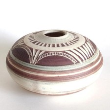 Antigo 1984 Judy Smith Estúdio Arte Vaso de Cerâmica Curto Agachamento Pires Formato de Disco Assinado comprar usado  Enviando para Brazil