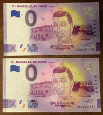 2021 BILLET MARSEILLE CHAVE N°1 FERNANDEL 0 EURO SOUVENIR NORMAL + ANNIVERSARY comprar usado  Enviando para Brazil