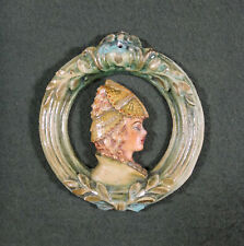 Placa de parede incomum década de 1940 vintage decorativa GRINALDA PERFIL DE SENHORA ARTE EM GESSO, usado comprar usado  Enviando para Brazil