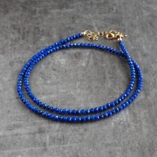 Lindo colar personalizado de lápis-lazúli facetado redondo 2-3 mm pedra preciosa frisada 18" comprar usado  Enviando para Brazil