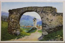 Cartão postal antigo vintage com vista para cartão lembrança padrão Art Arch Mountain Valley Town comprar usado  Enviando para Brazil