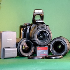 Canon EOS 400D Lustrzanka cyfrowa i dodatki X3 Obiektywy robocze, uchwyt, ładowarka itp na sprzedaż  Wysyłka do Poland