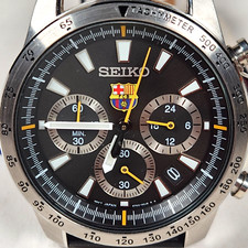 Antigo relógio masculino Seiko cronógrafo FC Barcelona com R 100M SS (SSB073P2) 6T63-00D0, usado comprar usado Antigo relógio masculino Seiko cronógrafo FC Barcelona com R 100M SS (SSB073P2) 6T63-00D0, usado comprar usado  Enviando para Brazil
