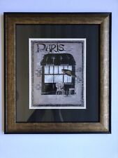 Antiga cadeira de café Paris pátio vitrine cena arte de parede emoldurada 15,75x17,75 LEIA comprar usado  Enviando para Brazil