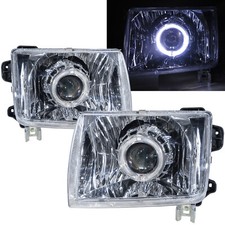 Compatível com Nissan Frontier D22 98-00 LED Halo Bi-LED Farol Cromado LHD comprar usado  Enviando para Brazil