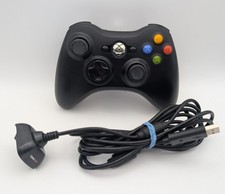 Używany, Xbox 360 Oryginalny kontroler bezprzewodowy Czarny + kabel USB 0036 na sprzedaż  Wysyłka do Poland