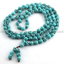 Colar de mala budista tibetano 10x12mm 108 contas de oração crânio esculpido em turquesa 10x12mm, usado comprar usado  Enviando para Brazil