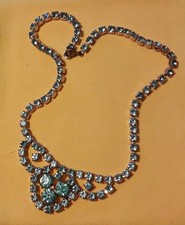 Aquamarine diamante necklace for sale  SWINDON