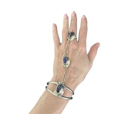 Pulseira ornamentada de prata esterlina e ametista escrava do sudoeste com anel ajustável comprar usado  Enviando para Brazil