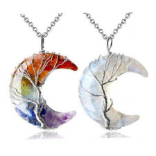 Colar de cristal de cura chakra natural árvore da vida lua crescente pingente de pedra comprar usado  Enviando para Brazil