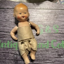 Boneca bebê composição bisque antiga alemã articulada boca aberta fralda BONECA-A, usado comprar usado  Enviando para Brazil