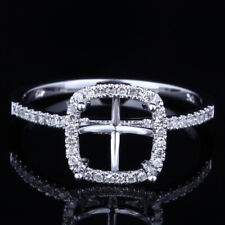 Anel de casamento de noivado semi-montagem diamantes naturais ouro branco 14K almofada 7x7mm comprar usado  Enviando para Brazil