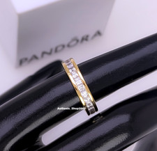 NOVO 100% Autêntico PANDORA Ouro 14K Pl Anel Empilhamento Canal Eternidade 163797C01 comprar usado  Enviando para Brazil