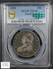 1830 Pequeno 0 Busto com Tampa Prata Meio Dólar 50C PCGS MUITO BOM ESTADO 10 CAC, usado comprar usado  Enviando para Brazil