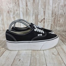 Tênis de plataforma Vans autêntico tênis de skate de lona preto feminino 8 comprar usado  Enviando para Brazil