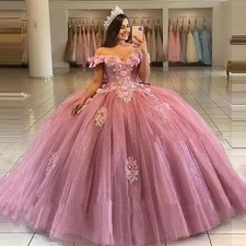 Usado, Vestido de baile rosa empoeirado vestidos Quinceanera príncipe namorada vestidos de festa estreante comprar usado  Enviando para Brazil