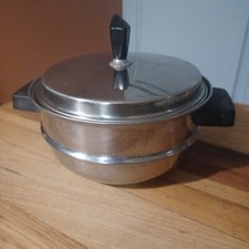 Caldeira dupla vintage com tampa inserção de aço inoxidável, usado comprar usado  Enviando para Brazil