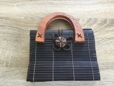 Brown bamboo handbag for sale  EVESHAM