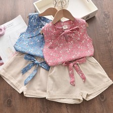 2 peças roupa de verão infantil jardim de infância meninas boêmia floral blusa camisa shorts comprar usado  Enviando para Brazil