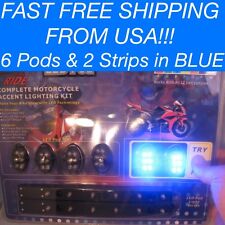 8 peças LED AZUL/BRANCO SOB BRILHO CARRINHO DE GOLFE LUZ NEON Electro Strip & Pod Kit  comprar usado  Enviando para Brazil