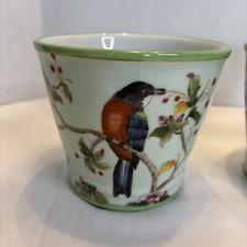 Vaso de flores vintage chinês plantador com pássaro em galho cerâmica pintado à mão 4,75" comprar usado  Enviando para Brazil