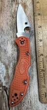 Orange spyderco delica for sale  Black Hawk