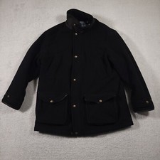 Casaco polo masculino vintage Ralph Lauren XL preto lã acabamento couro casaco Parka zíper, usado comprar usado  Enviando para Brazil