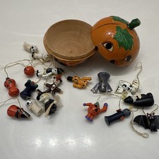 Caixa de madeira vintage Halloween Jack O lanterna abóbora e gato com enfeites comprar usado  Enviando para Brazil