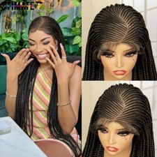 Perucas trançadas afro cornrow sintéticas de renda costas caixa sem nós tranças peruca de trança comprar usado  Enviando para Brazil