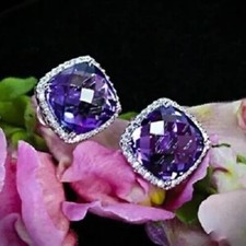 Parafusos de diamante roxo natural formato almofada certificado 5 quilates acabamento ouro branco VVS1 comprar usado  Enviando para Brazil